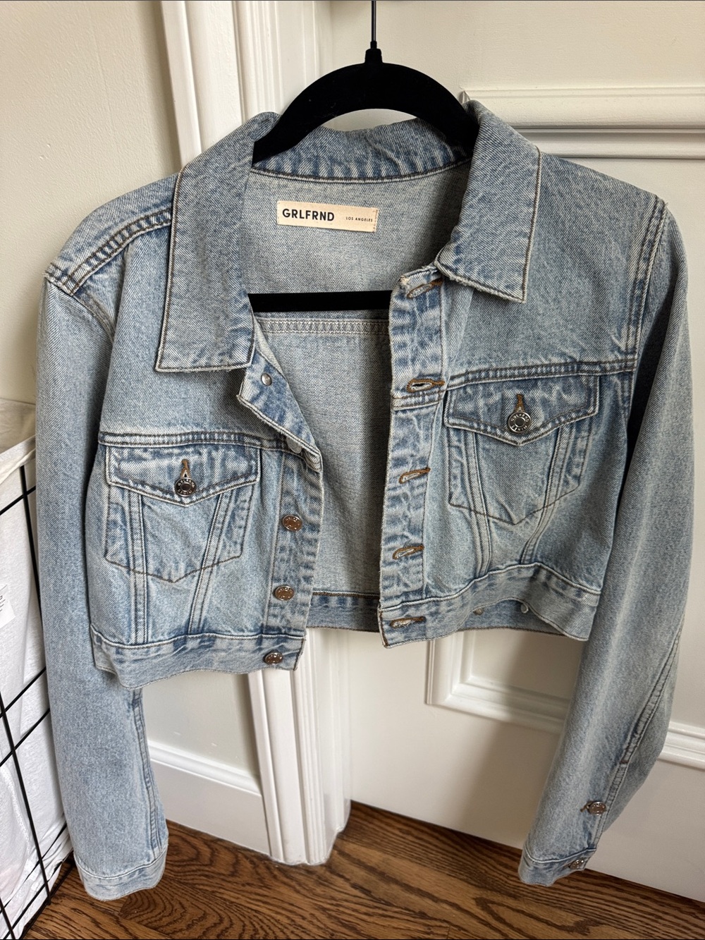 GRLFRND Light Blue Cropped Denim Jacket